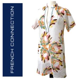 French Connection 100% Ultra Lightweight Cotton Tunic Mini Dress Beach Cover-up